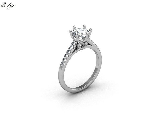 Engagement Ring With Diamonds 3D Print Model 3D print model