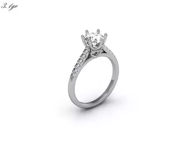 Engagement Ring With Diamonds 3D Print Model