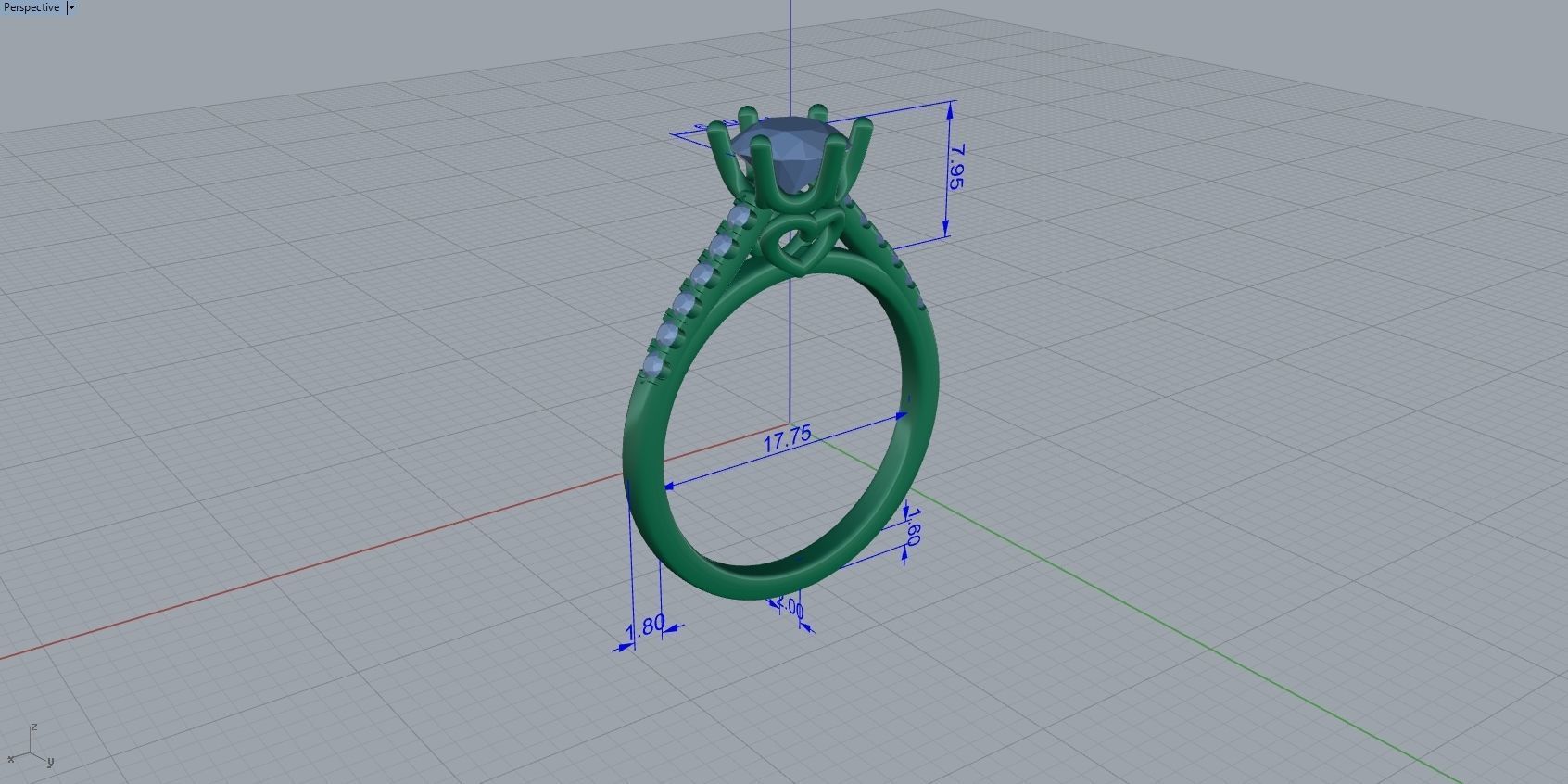 Engagement Ring With Diamonds 3D Print Model 3D print model_5