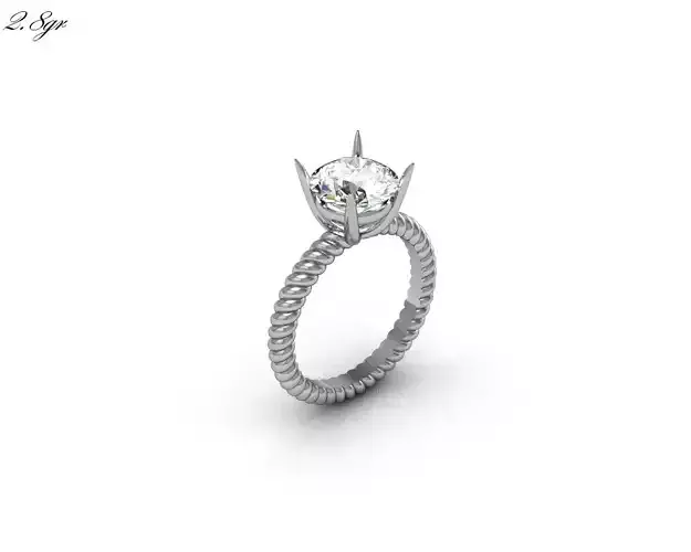 Engagement Ring With Diamond 3D print model