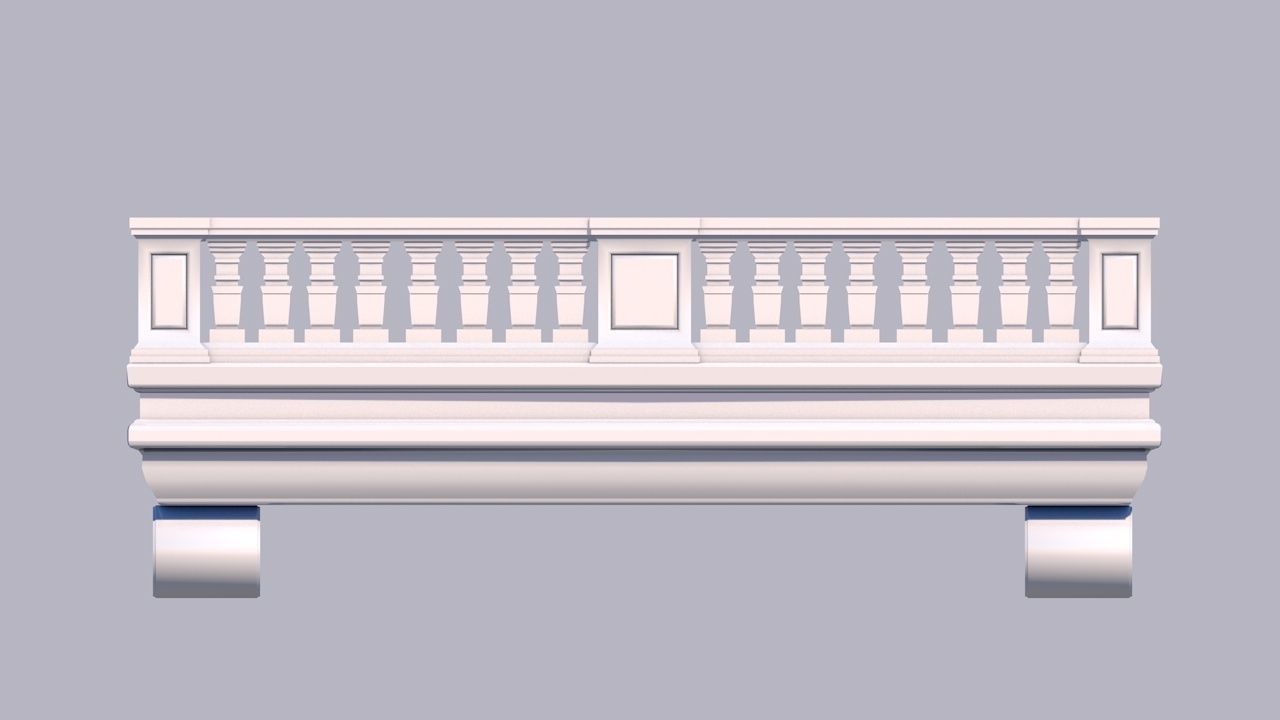 Balcony railing Free low-poly 3D model_1
