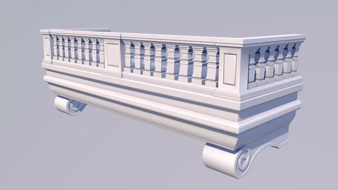 Balcony railing Free low-poly 3D model_0
