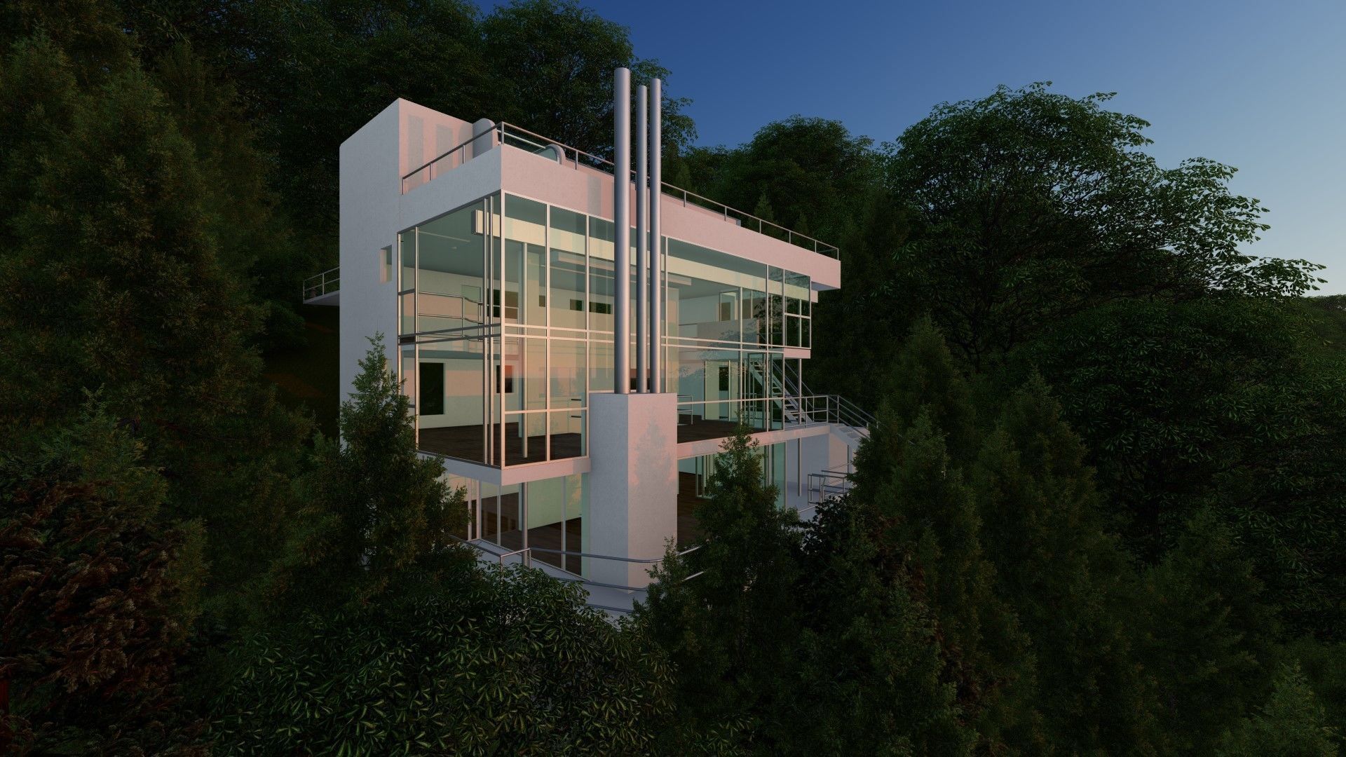 Douglas Home by Richard Meier 3D model_7
