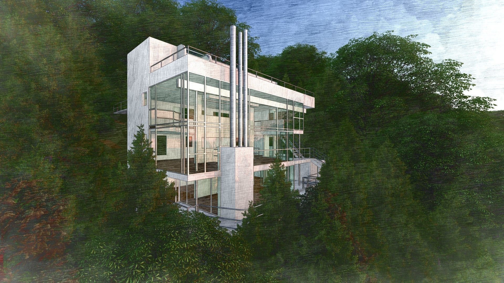 Douglas Home by Richard Meier 3D model_8