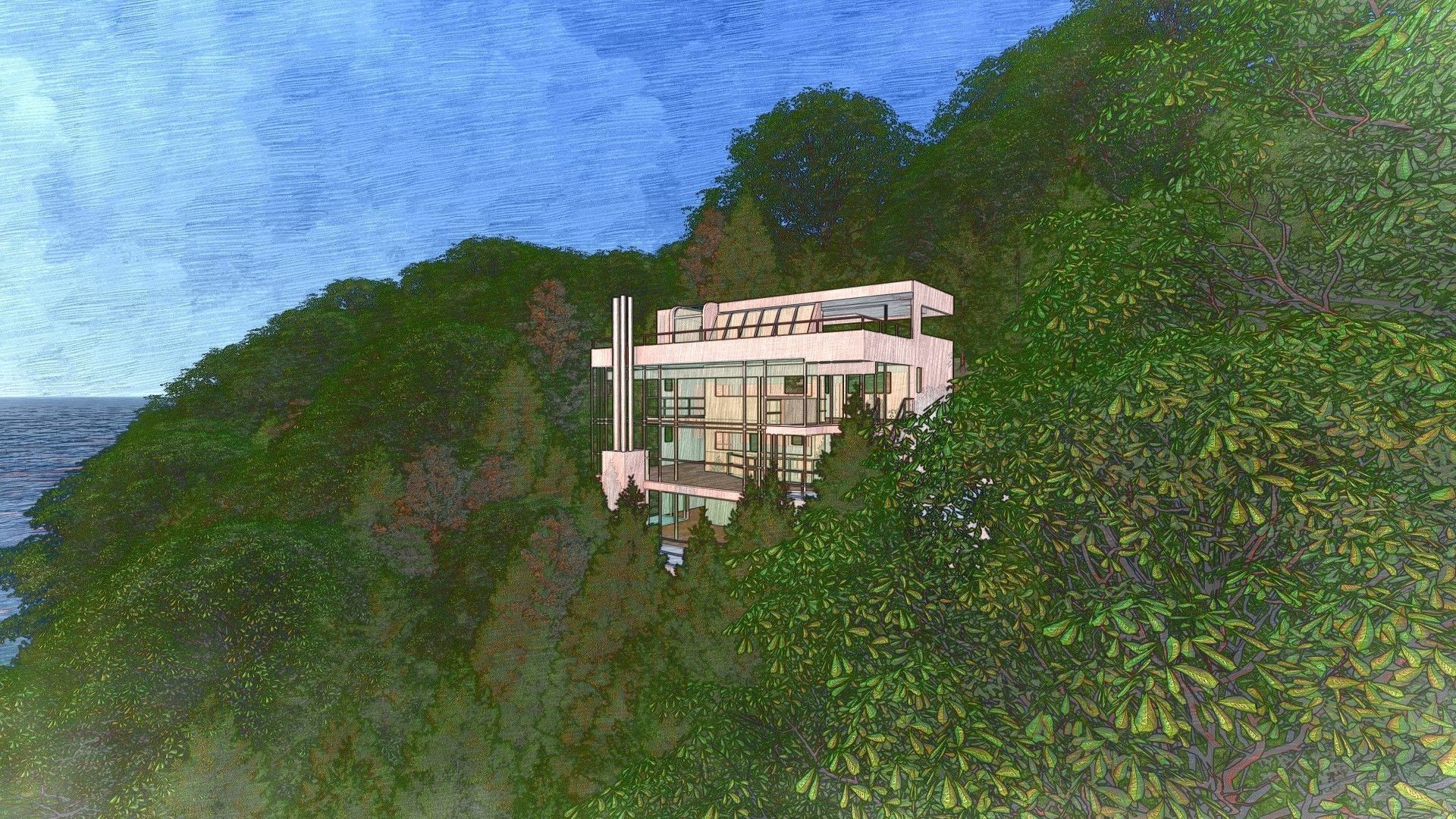 Douglas Home by Richard Meier 3D model_12