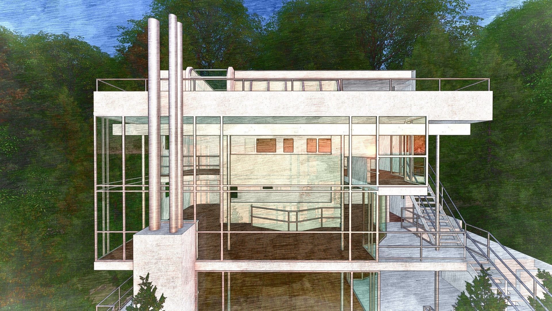 Douglas Home by Richard Meier 3D model_11