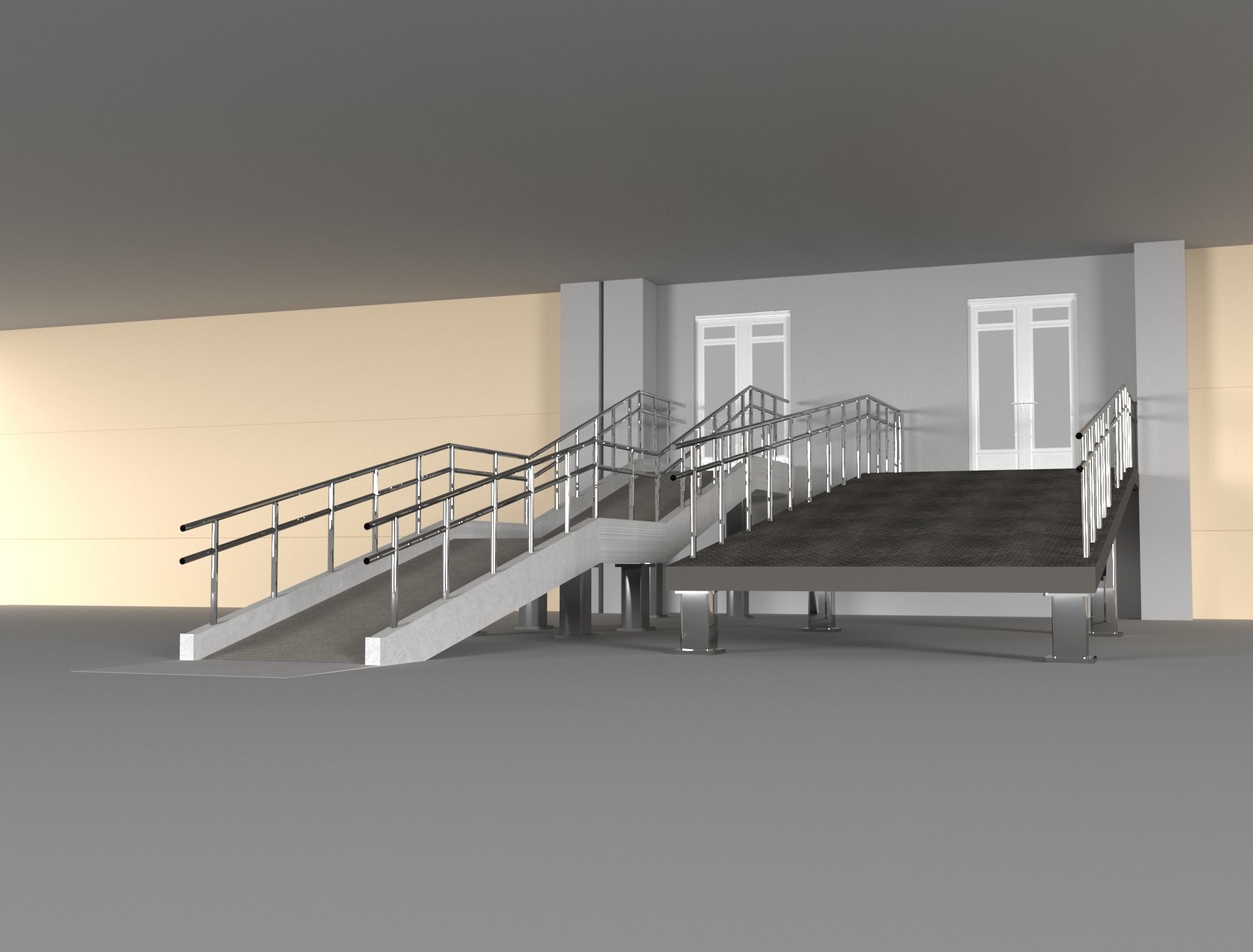 Ramp with railing  3D model_5