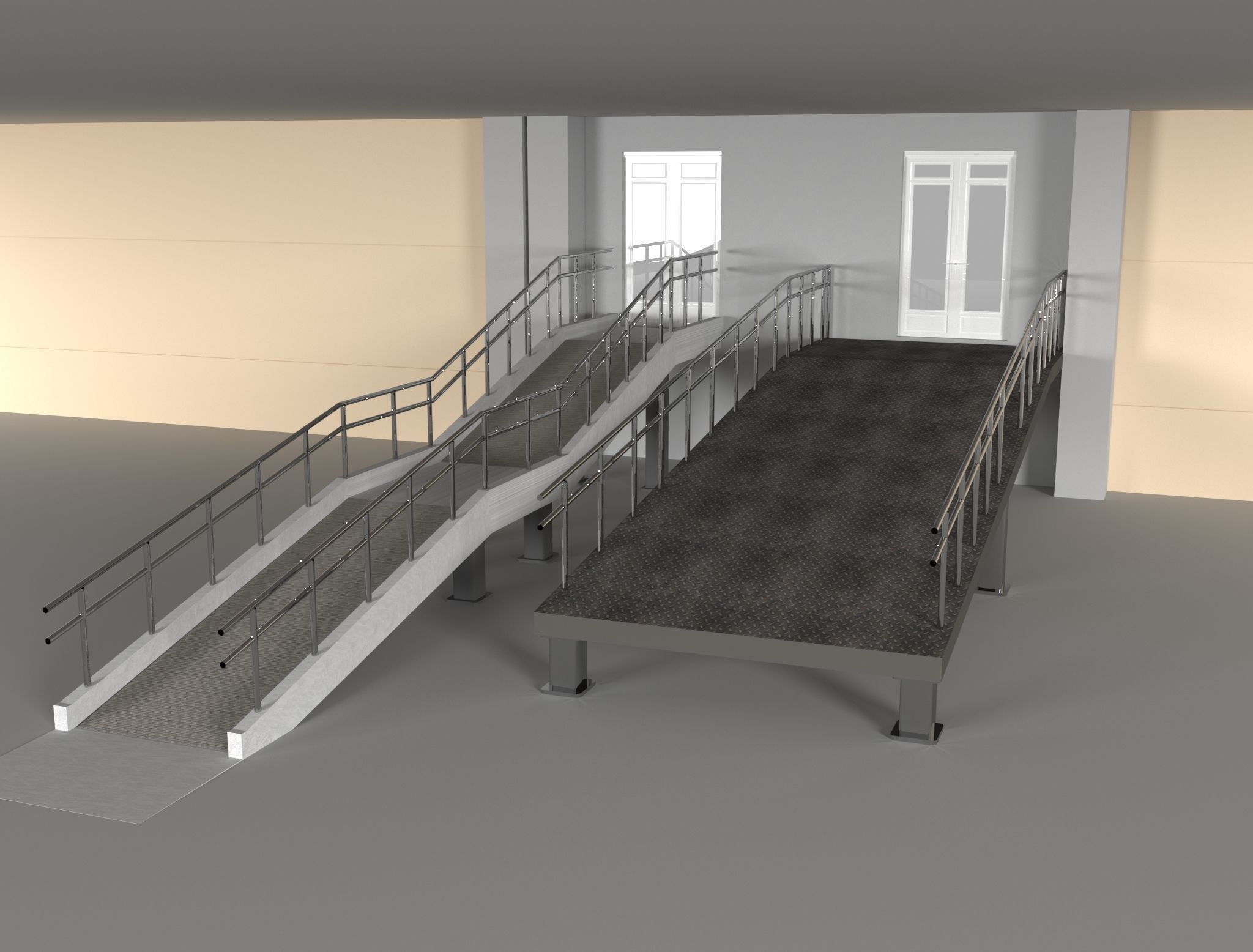 Ramp with railing  3D model_2