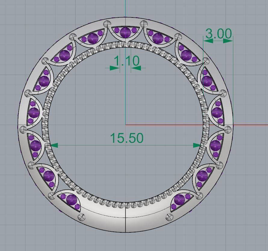 Wedding ring with Diamonds 3D print model_11