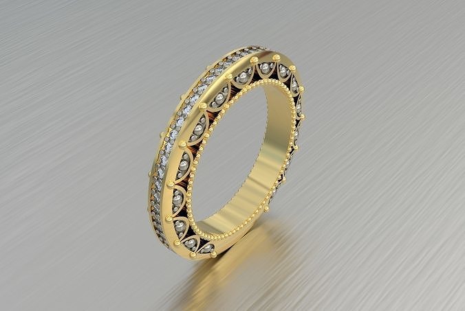 Wedding ring with Diamonds 3D print model