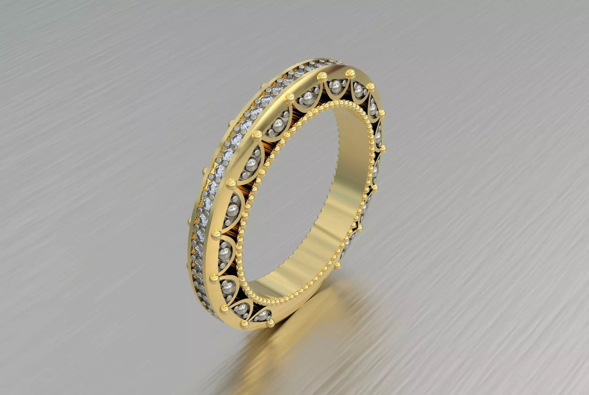 Wedding ring with Diamonds 3D print model_0