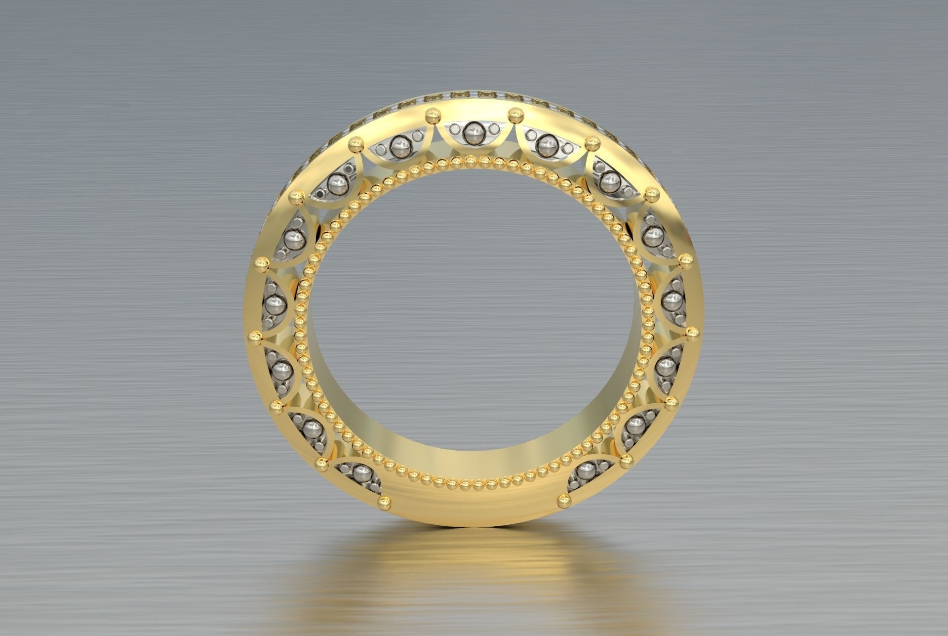 Wedding ring with Diamonds 3D print model_1