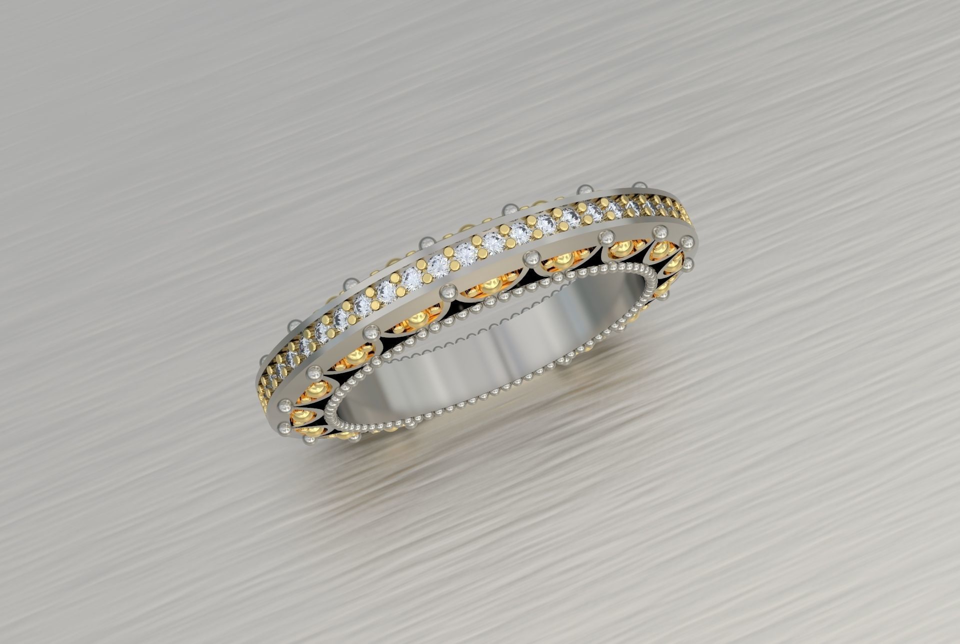 Wedding ring with Diamonds 3D print model_4