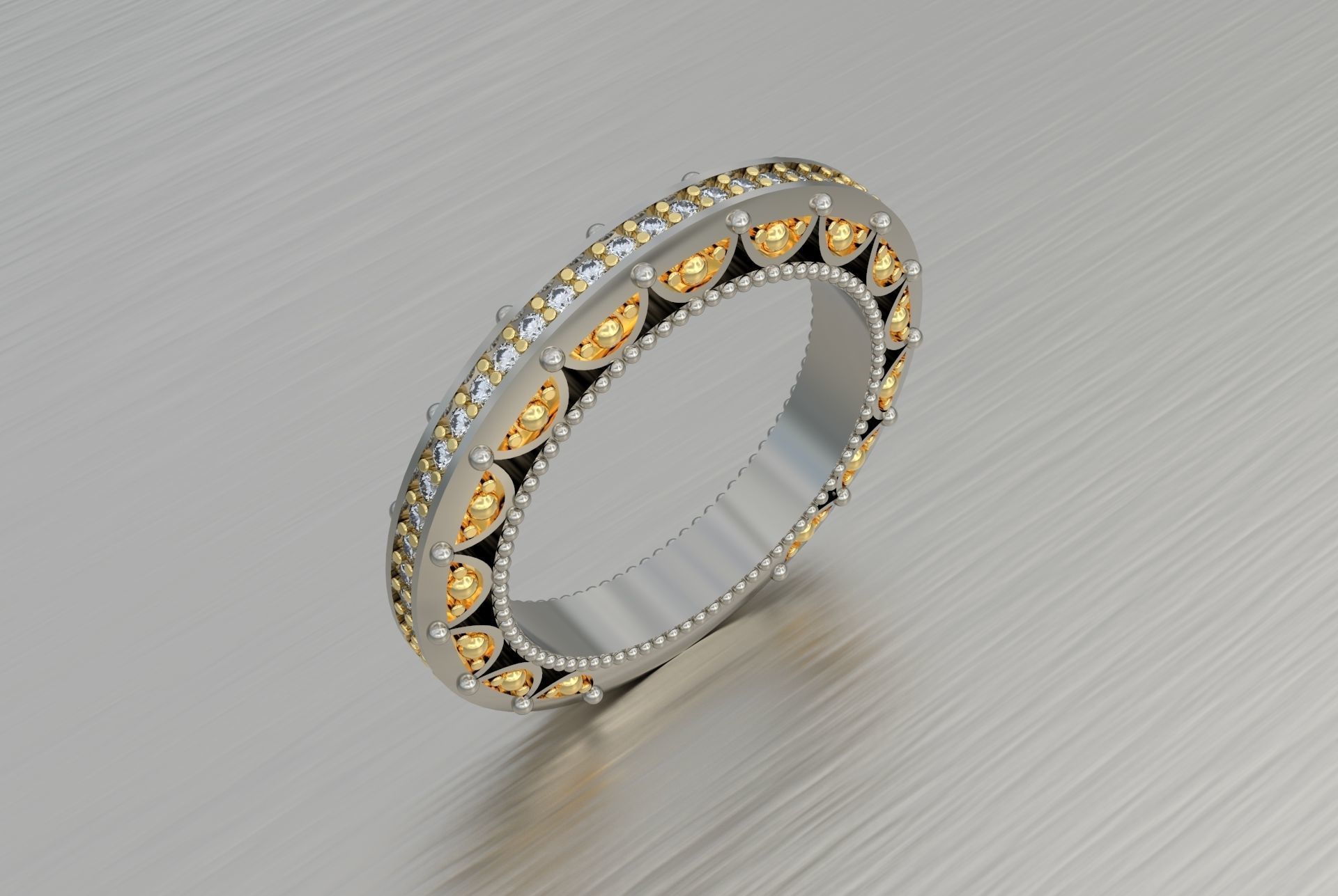 Wedding ring with Diamonds 3D print model_2