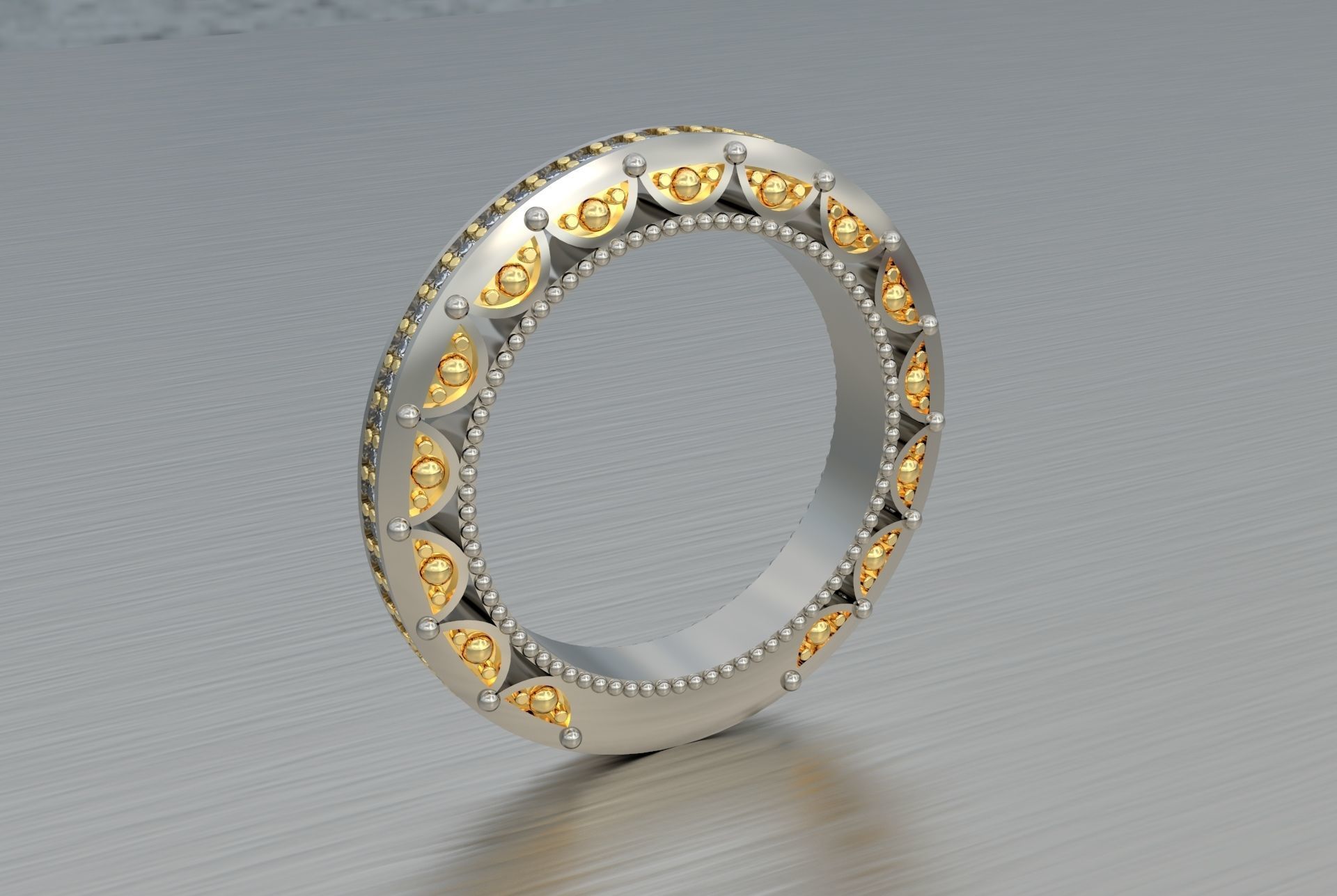 Wedding ring with Diamonds 3D print model_3