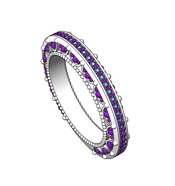 Wedding ring with Diamonds 3D print model_5