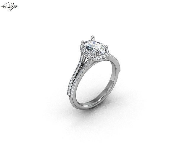 Engagement Ring With Diamonds 3D print model
