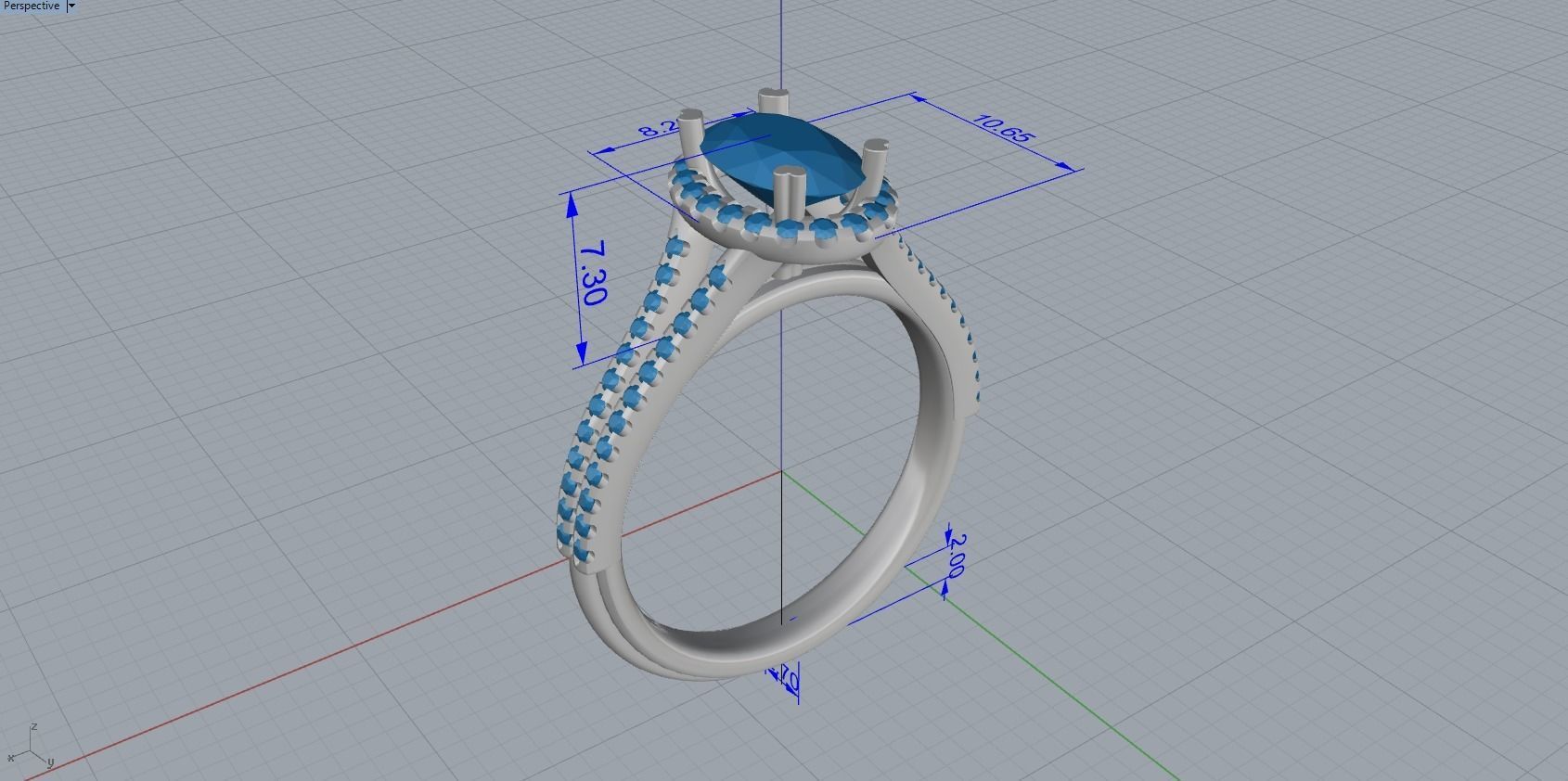 Engagement Ring With Diamonds 3D print model_5