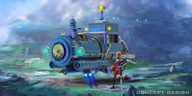 Spaceship steam locomotive 3D print model