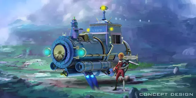 Spaceship steam locomotive 3D print model