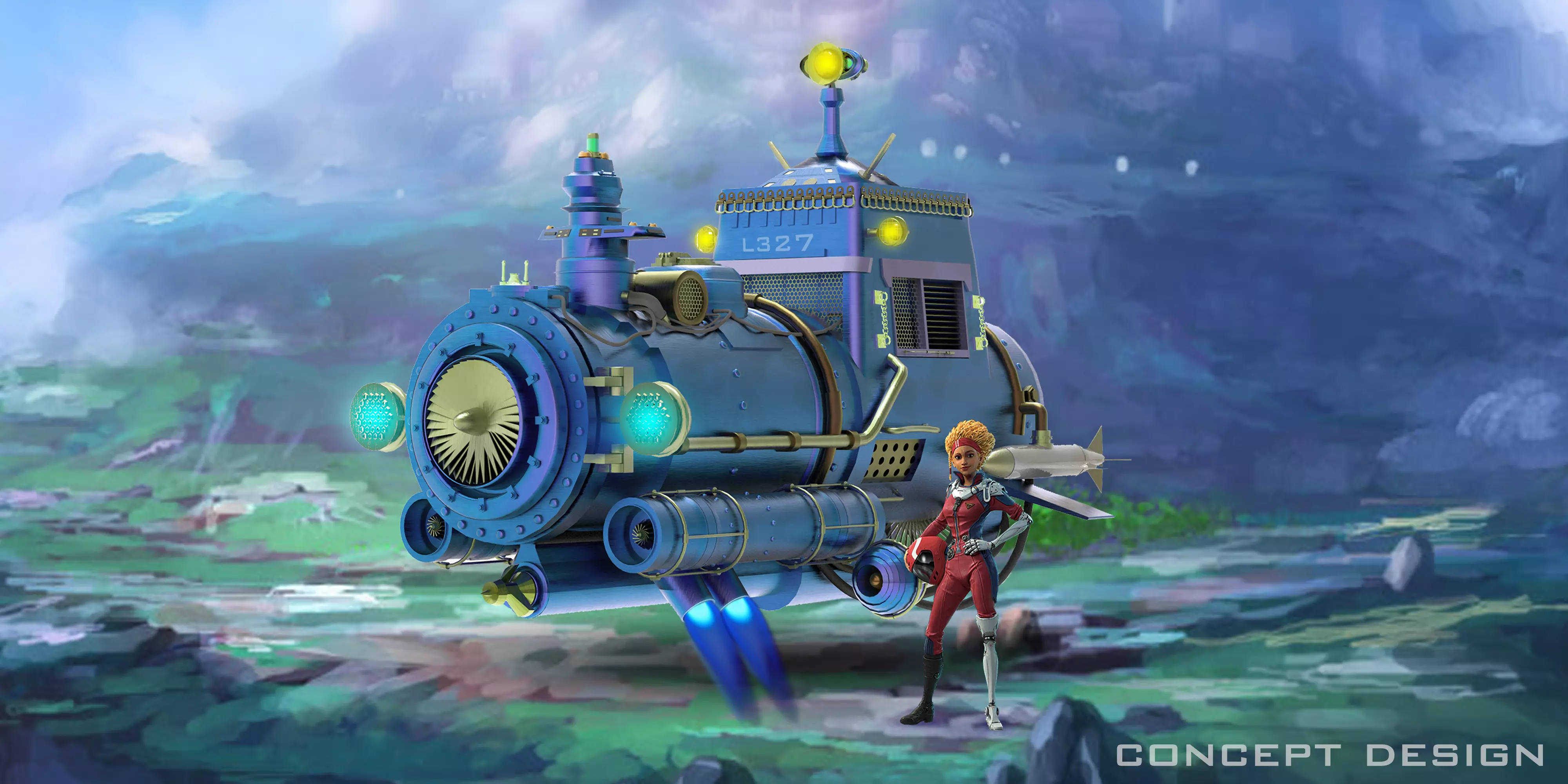 Spaceship steam locomotive 3D print model_0