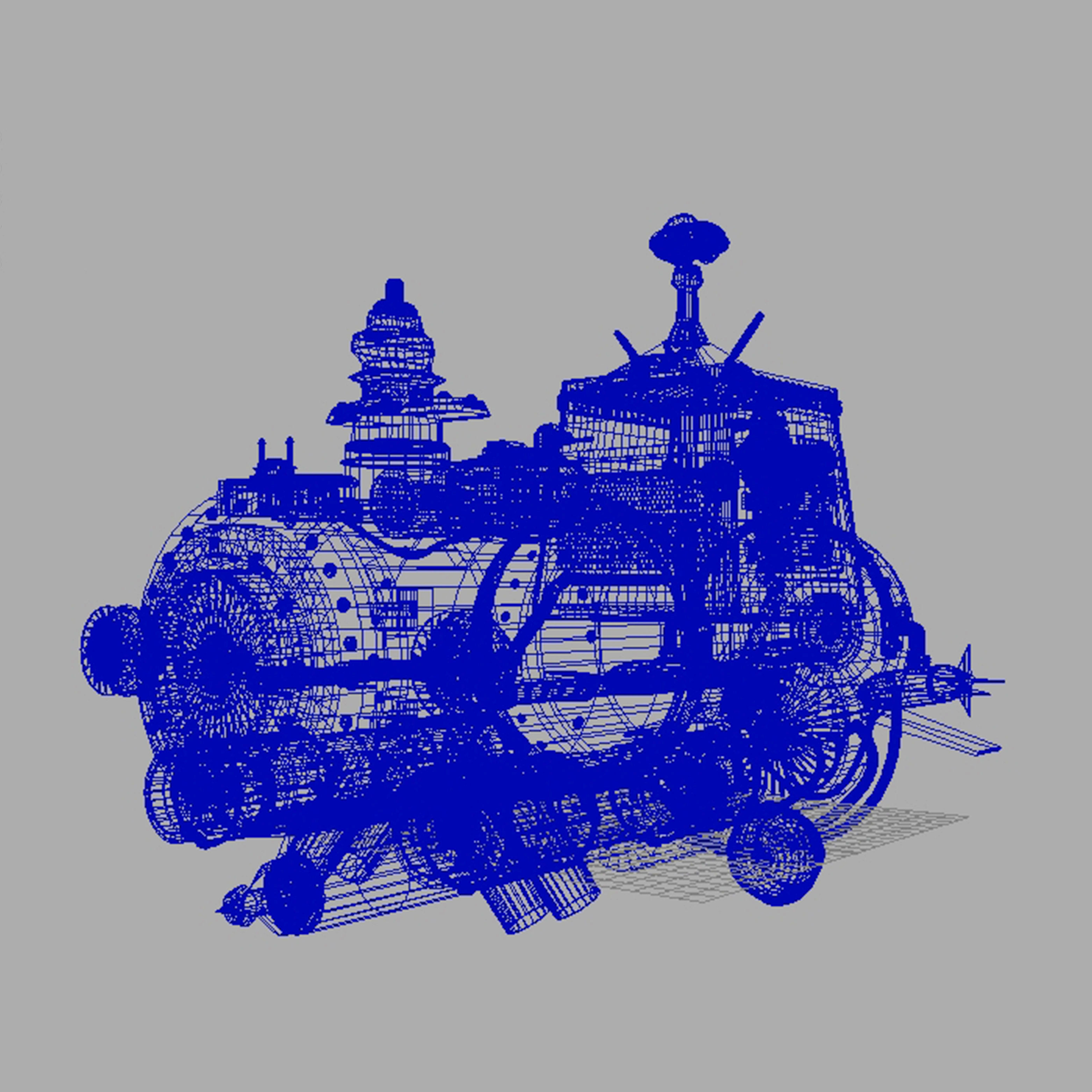 Spaceship steam locomotive 3D print model_6