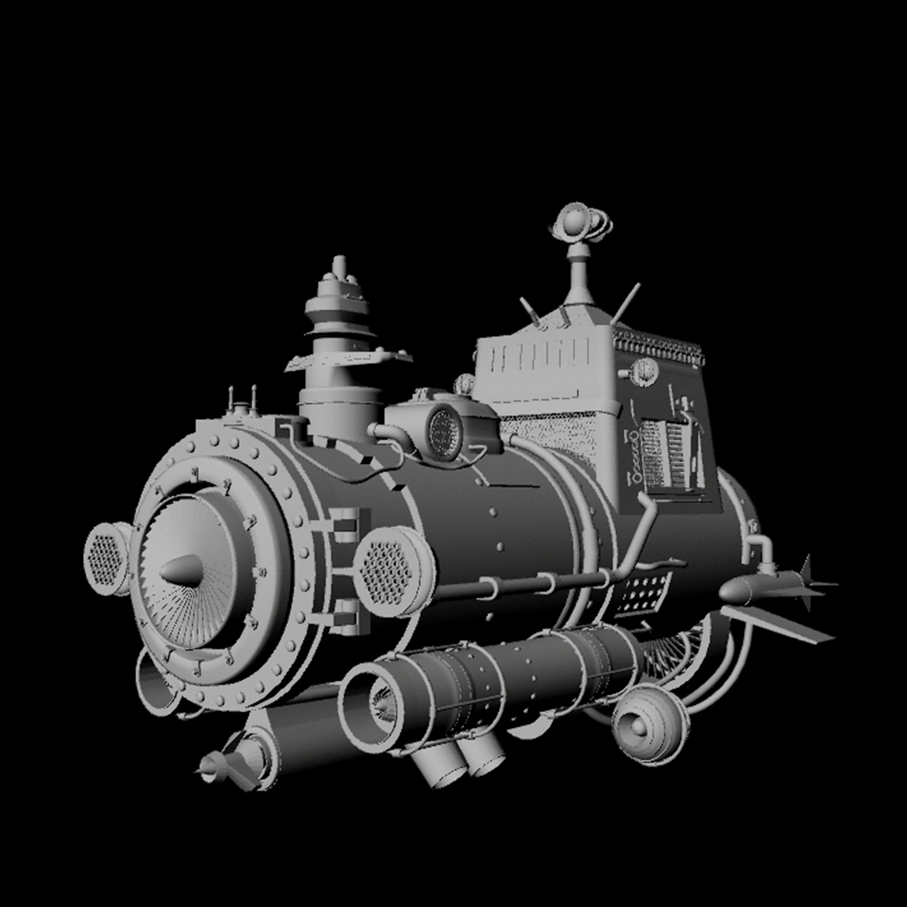 Spaceship steam locomotive 3D print model_5
