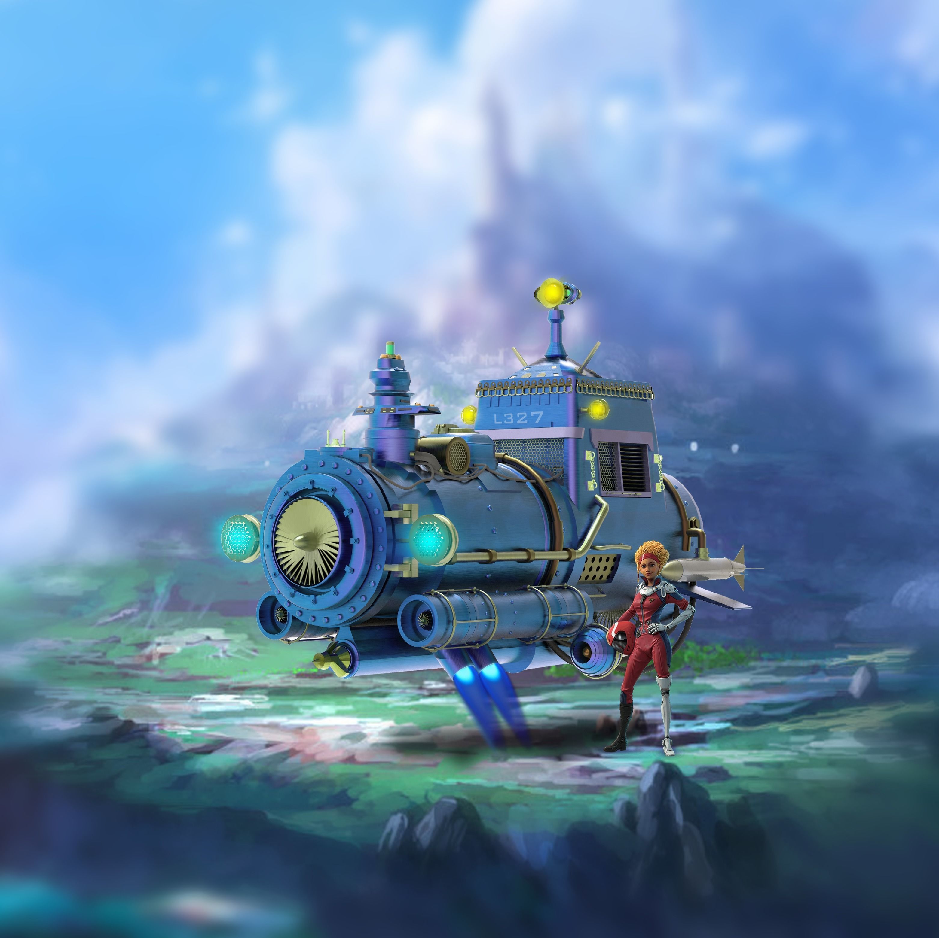 Spaceship steam locomotive 3D print model_1