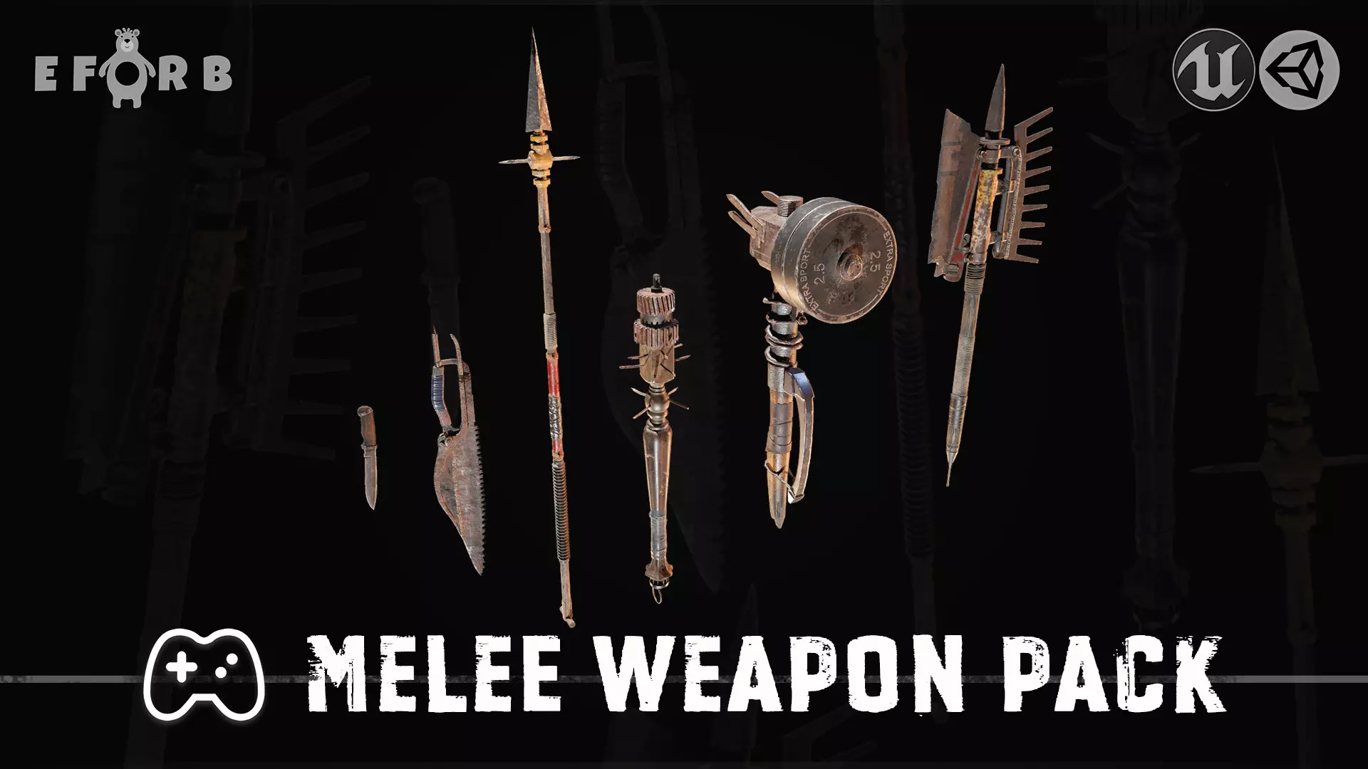 Melee weapon pack Low-poly 3D model_0