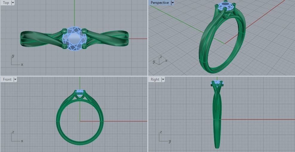 Engagement Diamond Ring 3D print model_1
