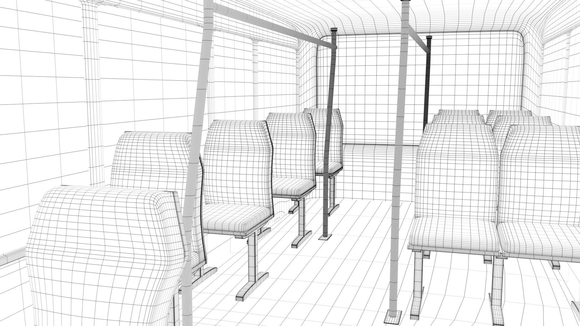 Cartoon bus Low-poly 3D model_9