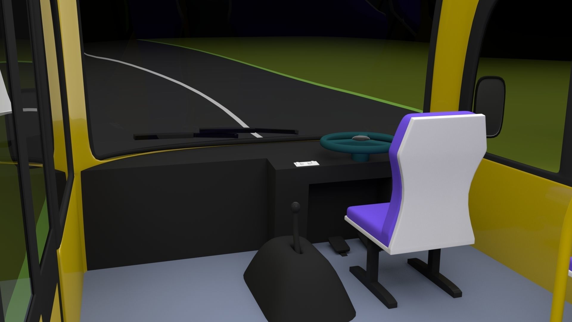 Cartoon bus Low-poly 3D model_6