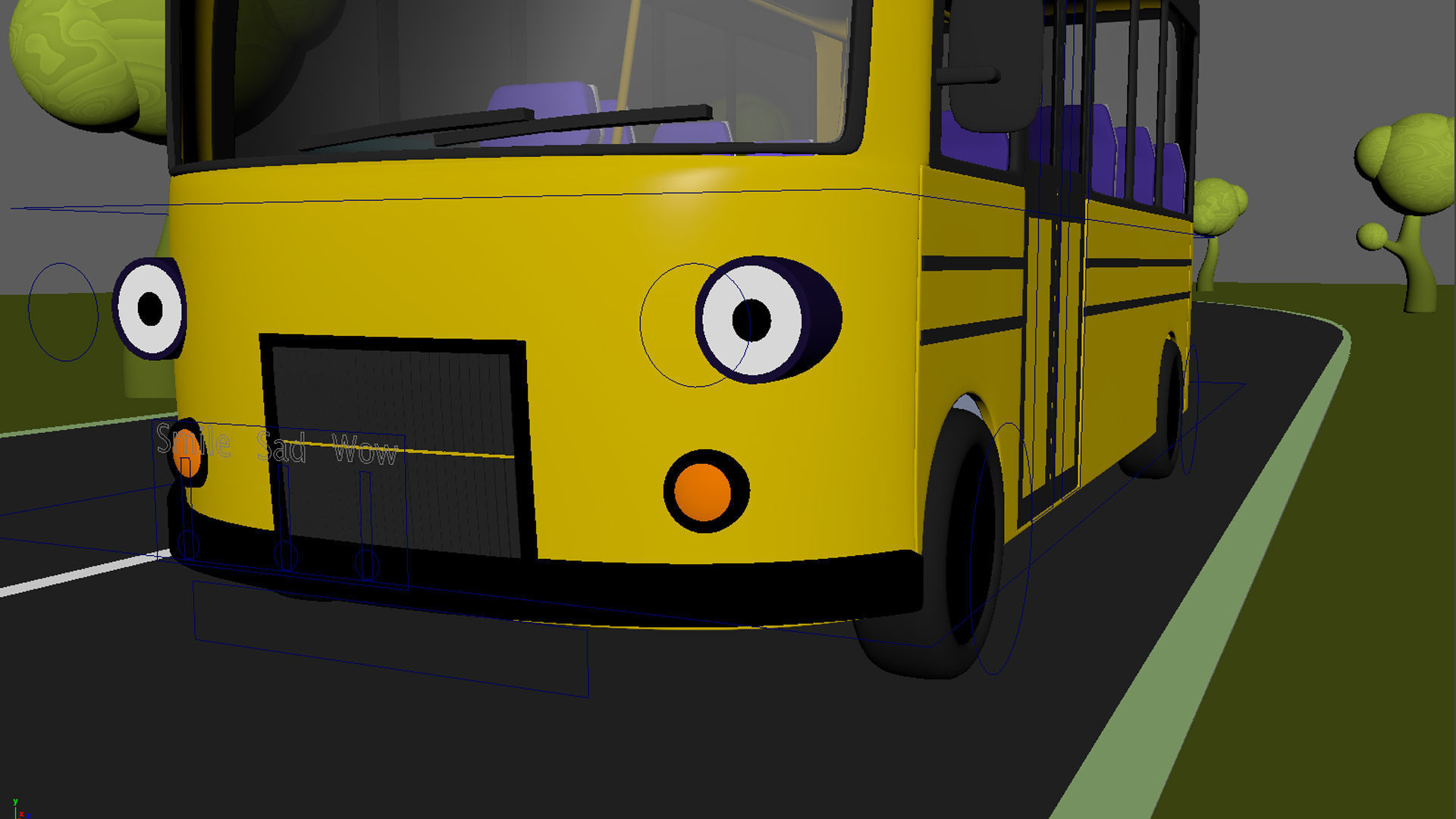 Cartoon bus Low-poly 3D model_3