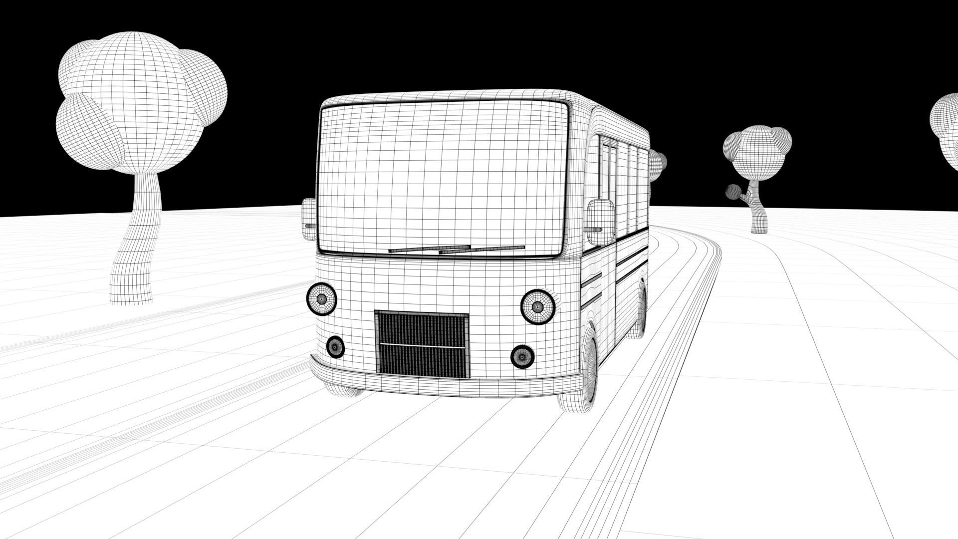 Cartoon bus Low-poly 3D model_7