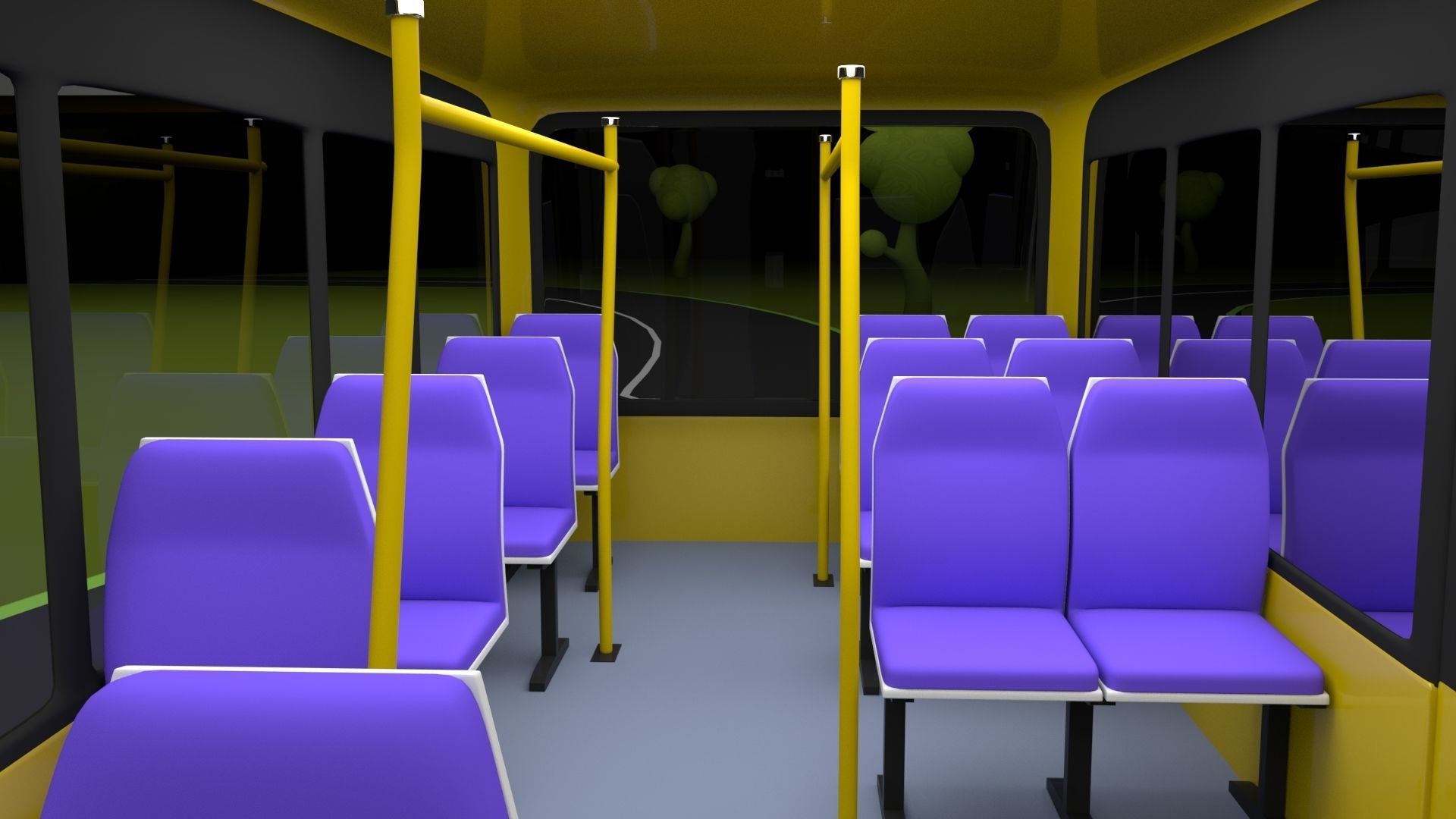 Cartoon bus Low-poly 3D model_1