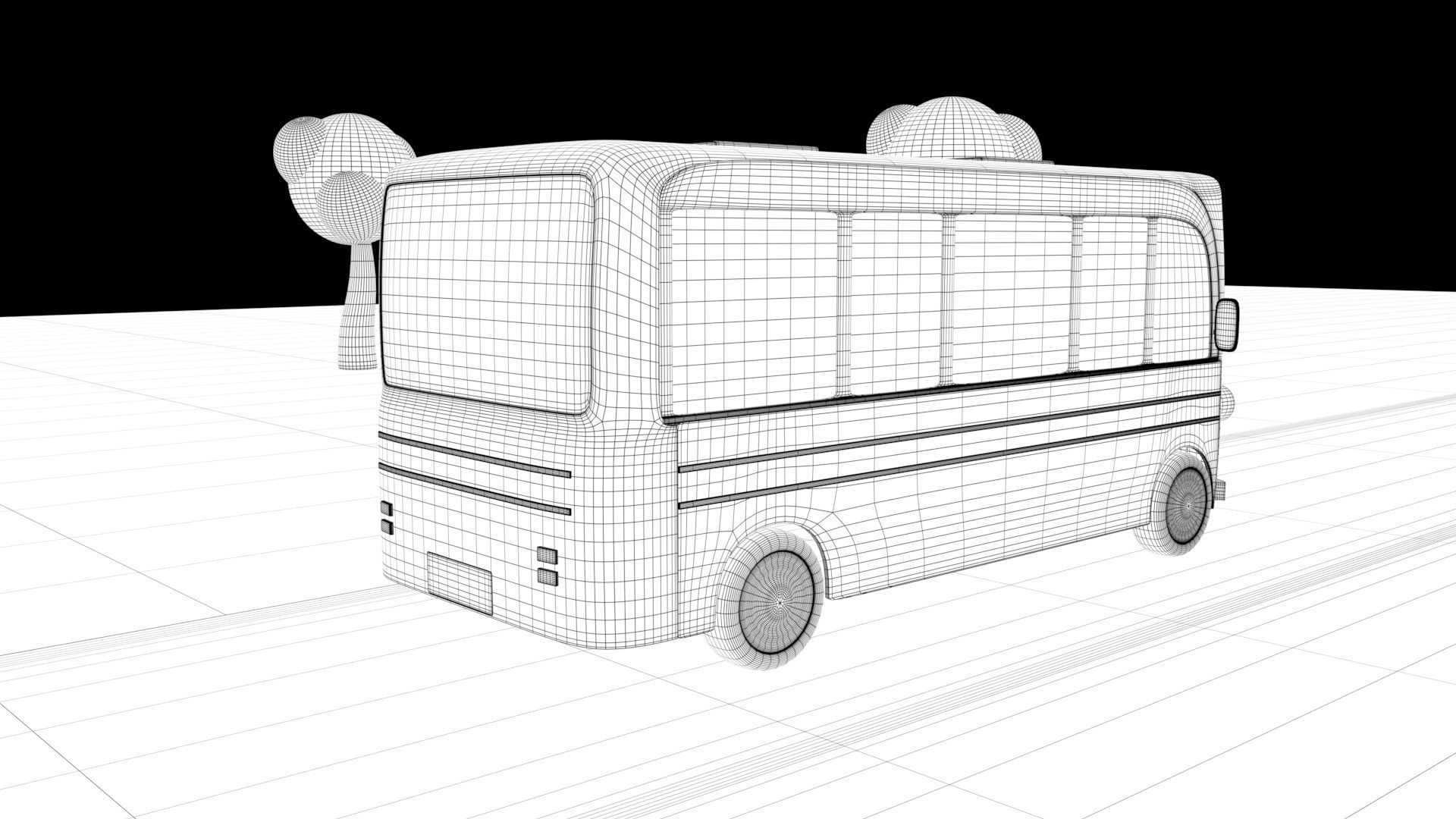 Cartoon bus Low-poly 3D model_8