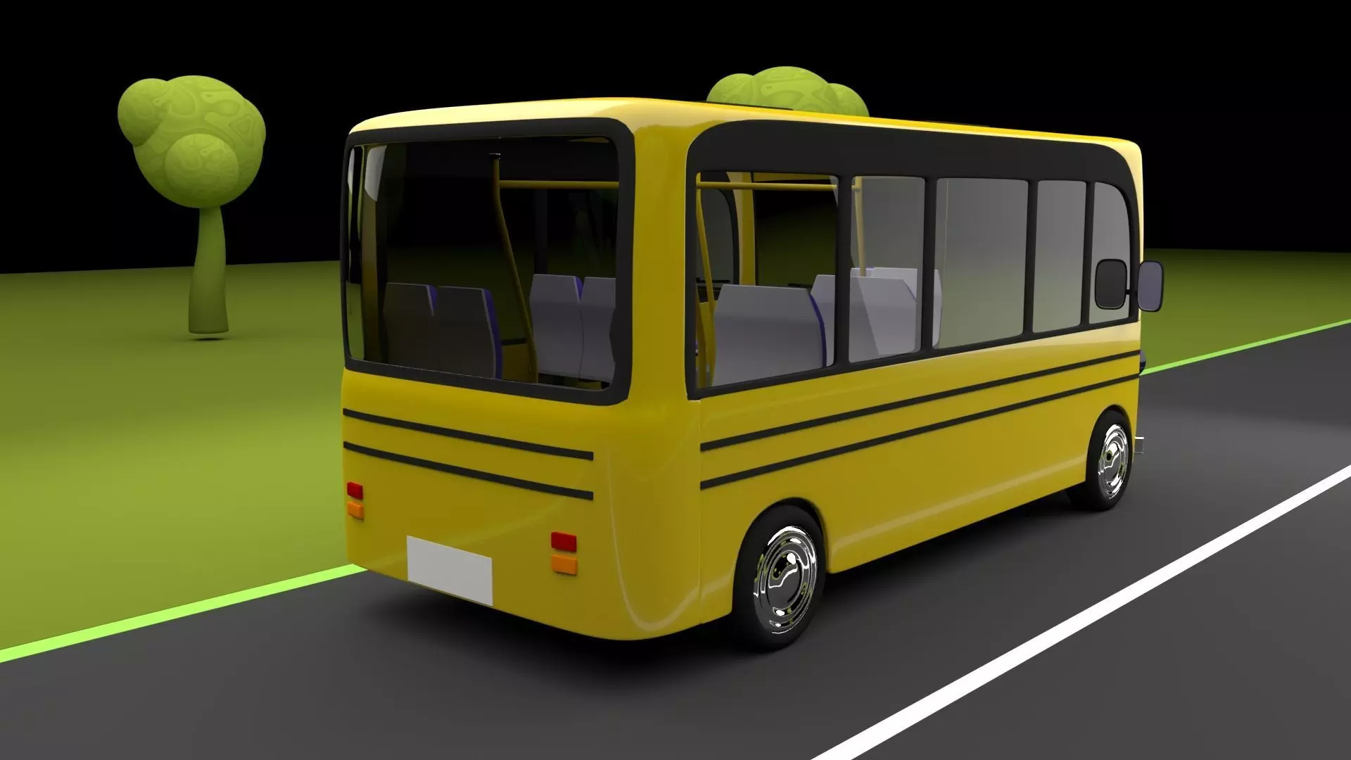 Cartoon bus Low-poly 3D model_0