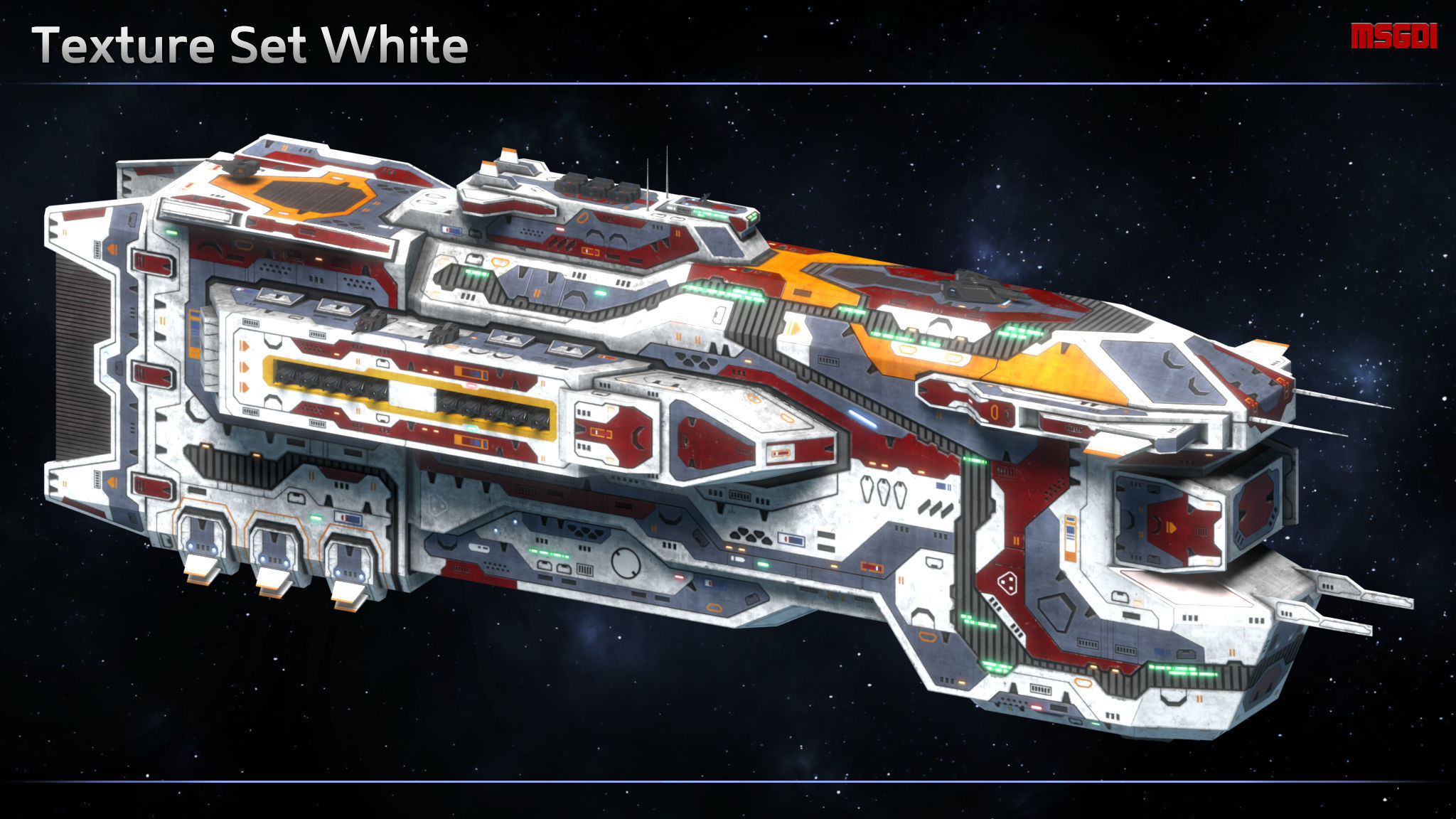 Spaceship Cruiser Proteus Low-poly 3D model_11