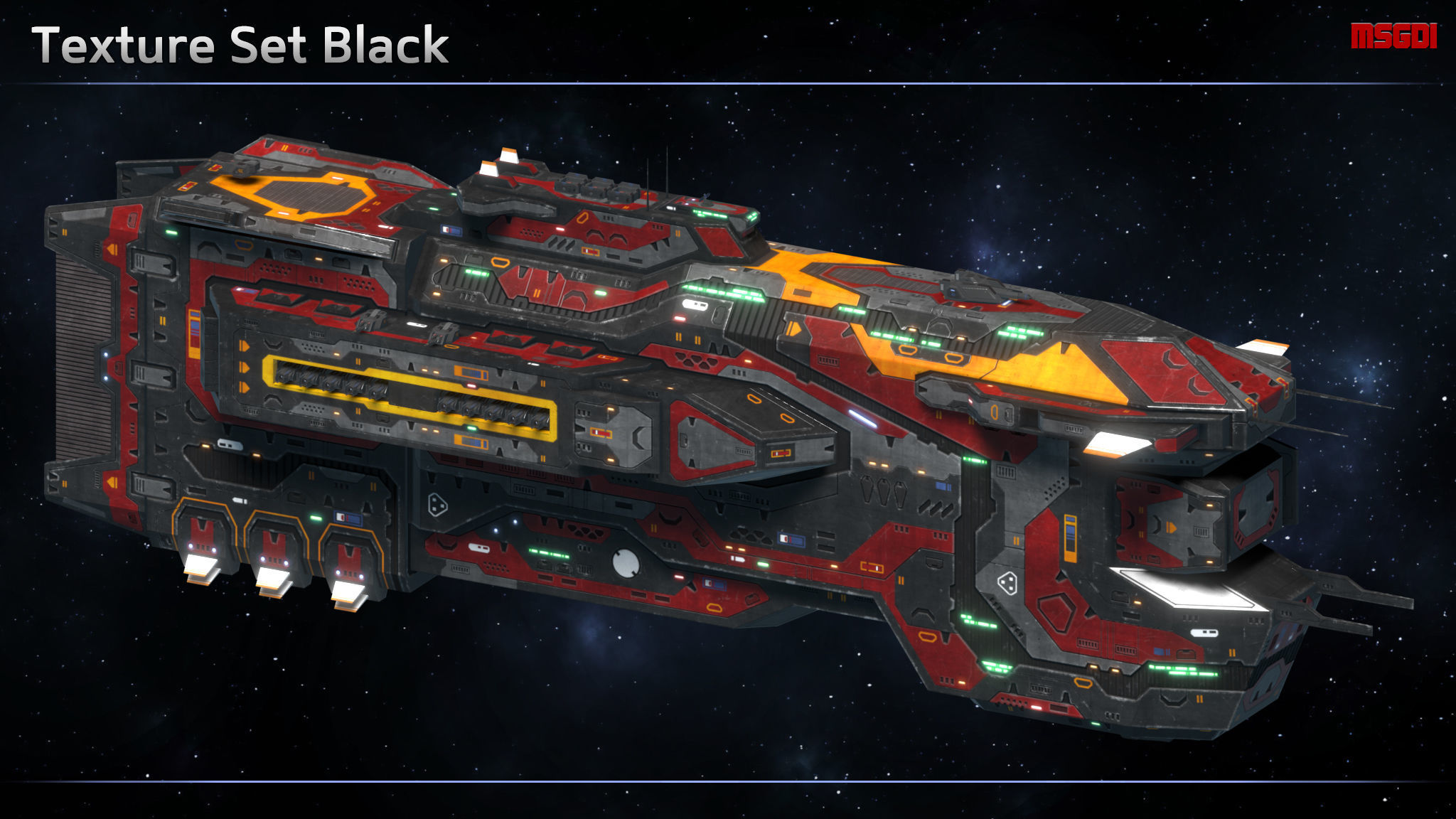 Spaceship Cruiser Proteus Low-poly 3D model_7