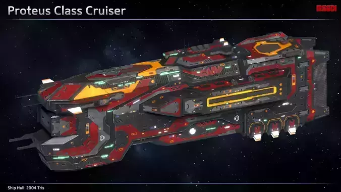Spaceship Cruiser Proteus Low-poly 3D model