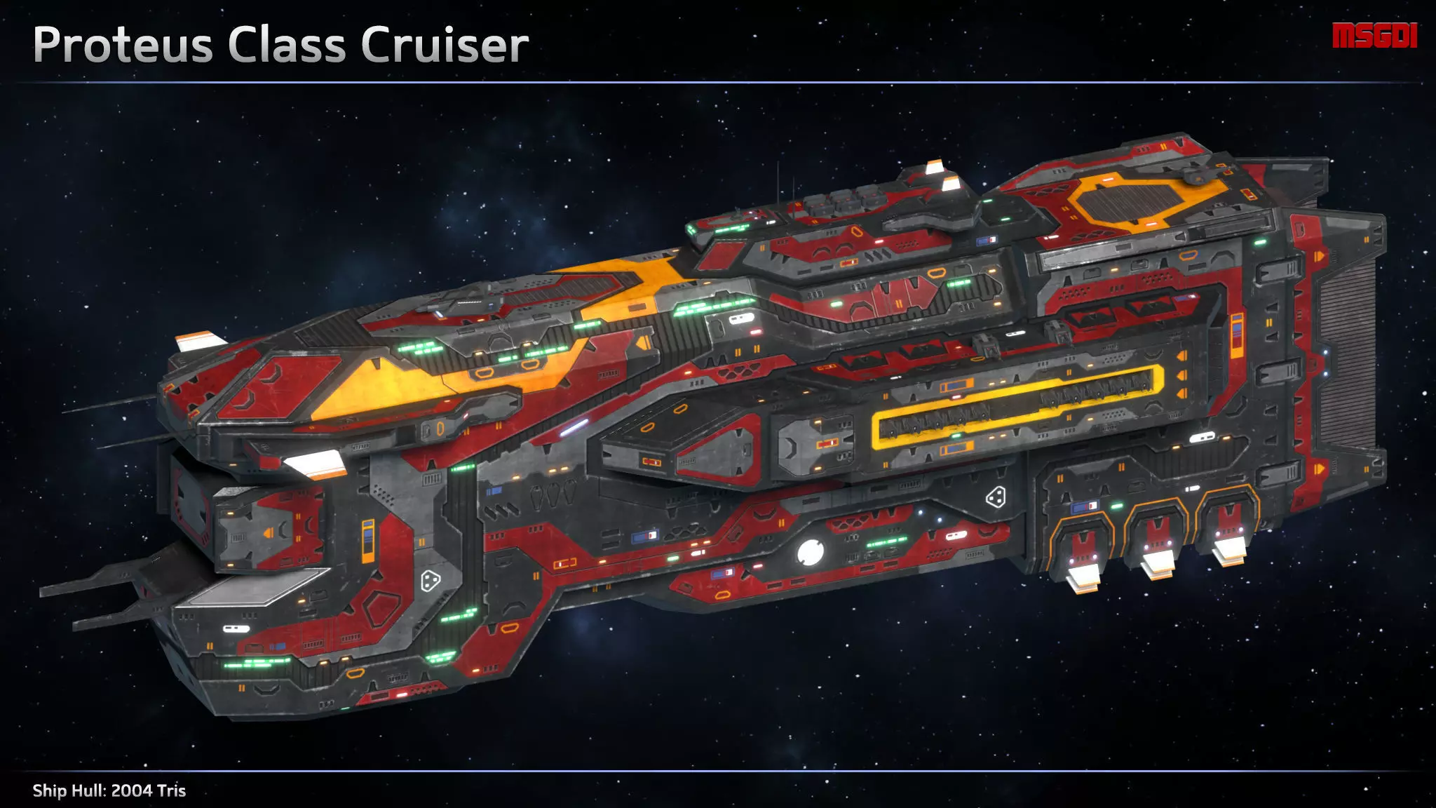 Spaceship Cruiser Proteus Low-poly 3D model_0