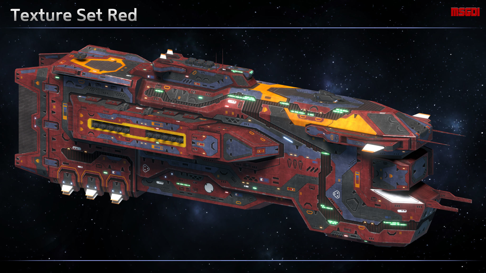 Spaceship Cruiser Proteus Low-poly 3D model_10