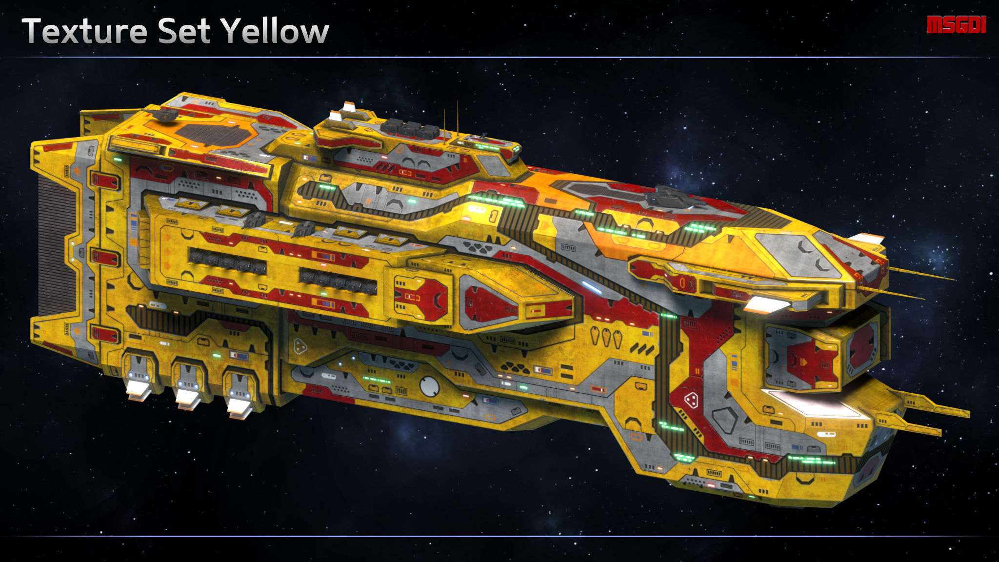 Spaceship Cruiser Proteus Low-poly 3D model_12