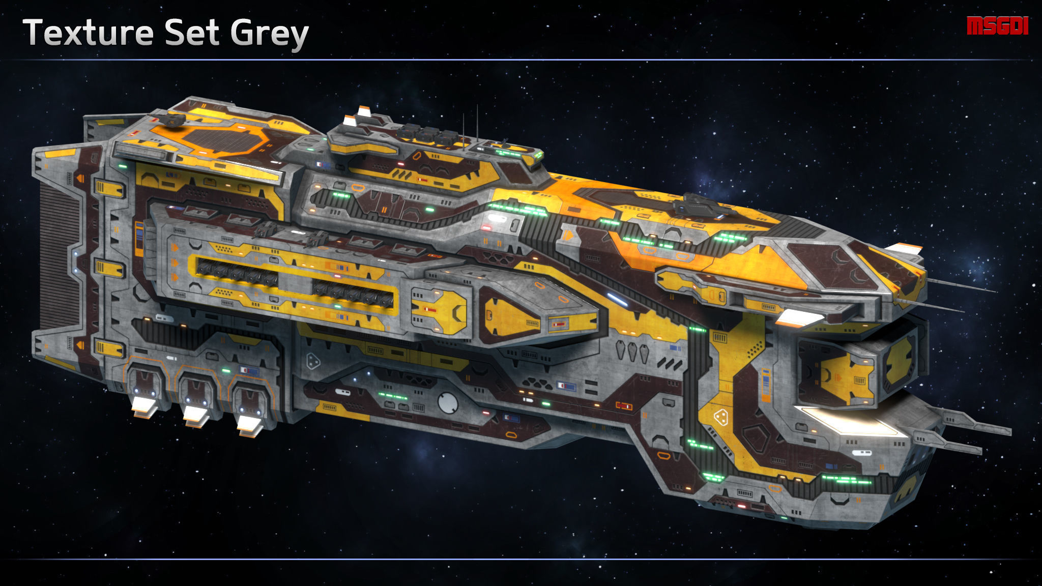 Spaceship Cruiser Proteus Low-poly 3D model_9