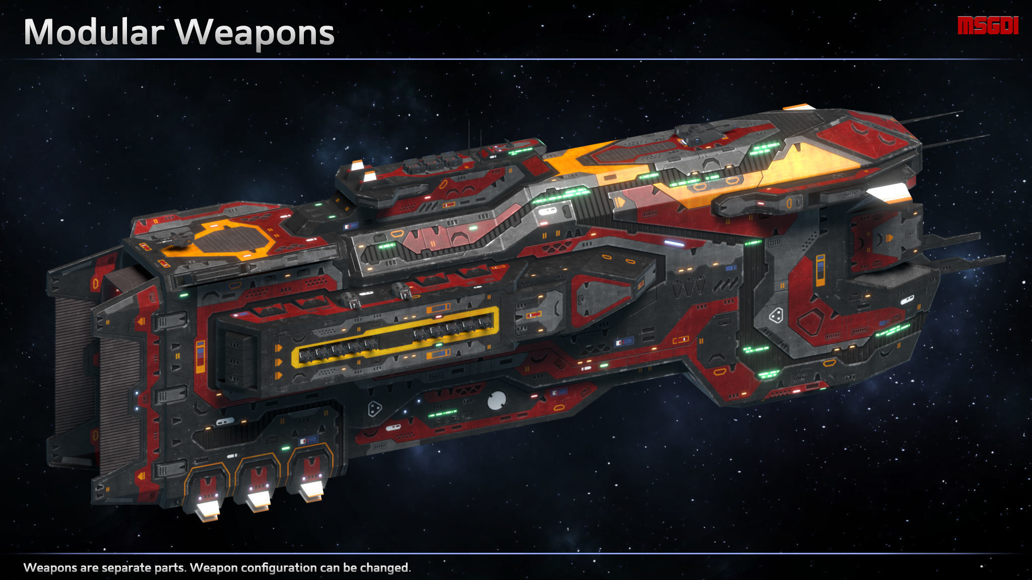 Spaceship Cruiser Proteus Low-poly 3D model_5