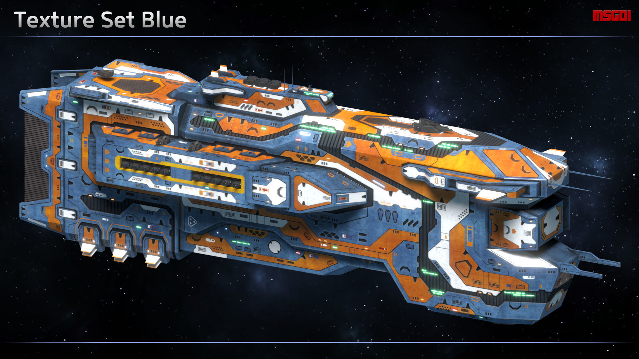 Spaceship Cruiser Proteus Low-poly 3D model_8