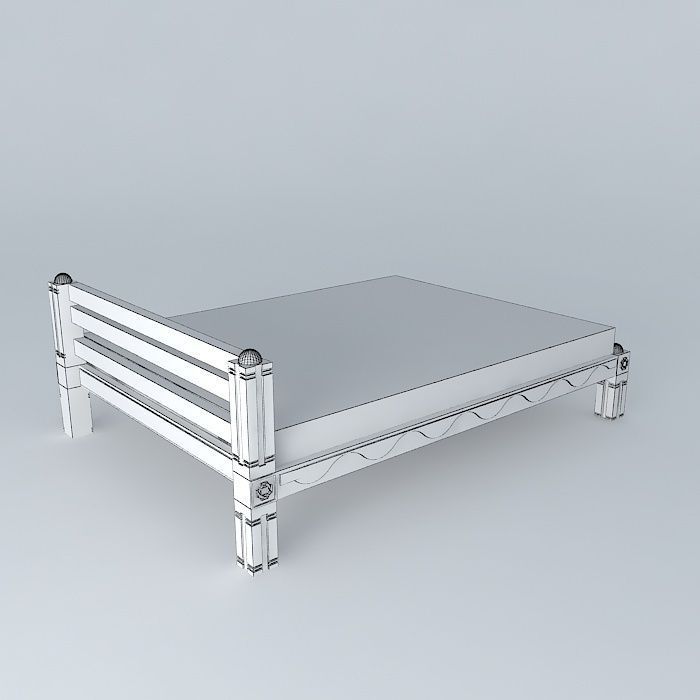 Modern cot in traditional style 3D model_3