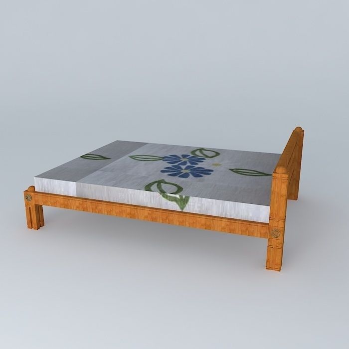 Modern cot in traditional style 3D model_1