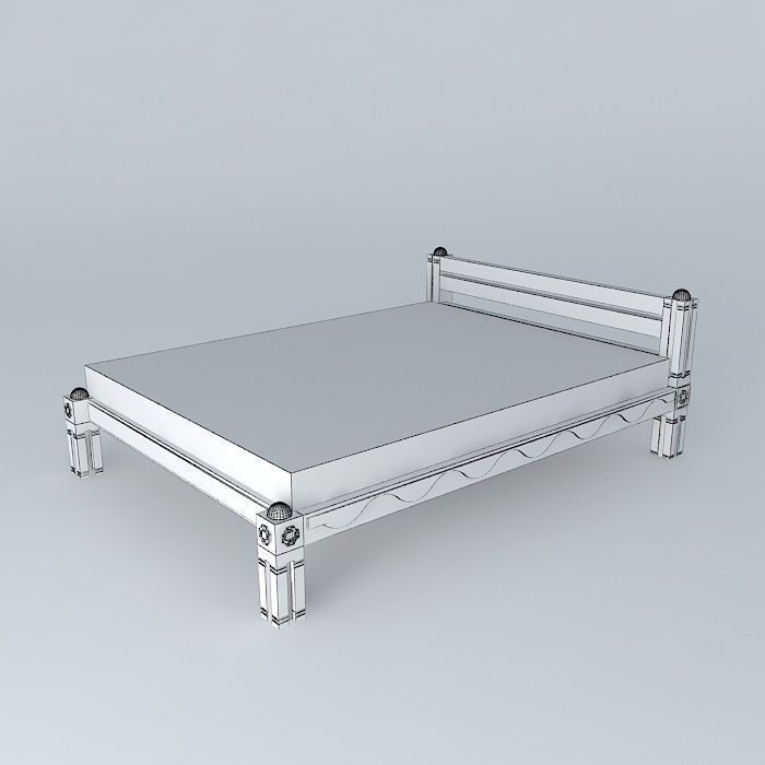 Modern cot in traditional style 3D model_4