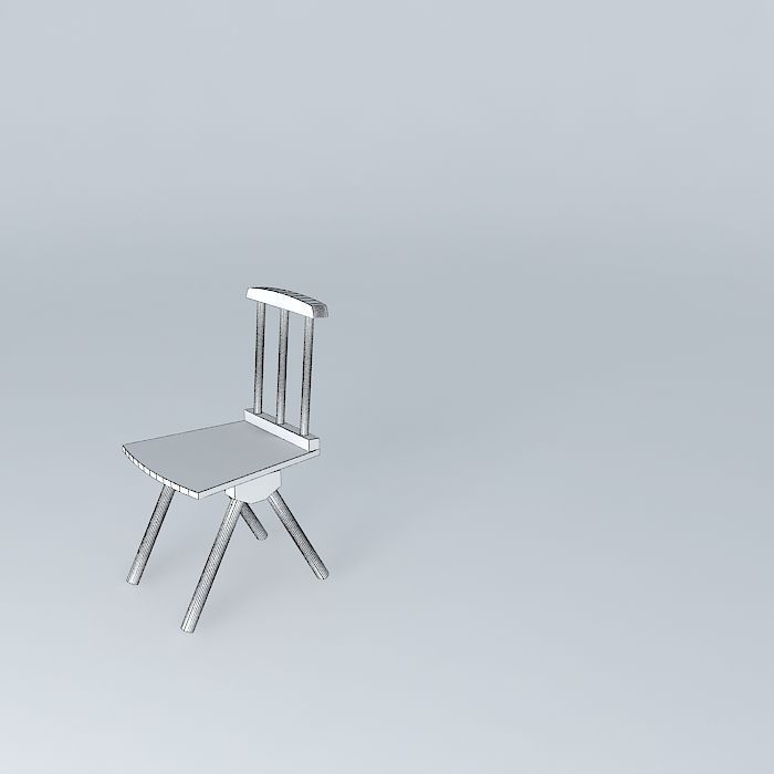 Chair in bamboo and wood 3D model_4